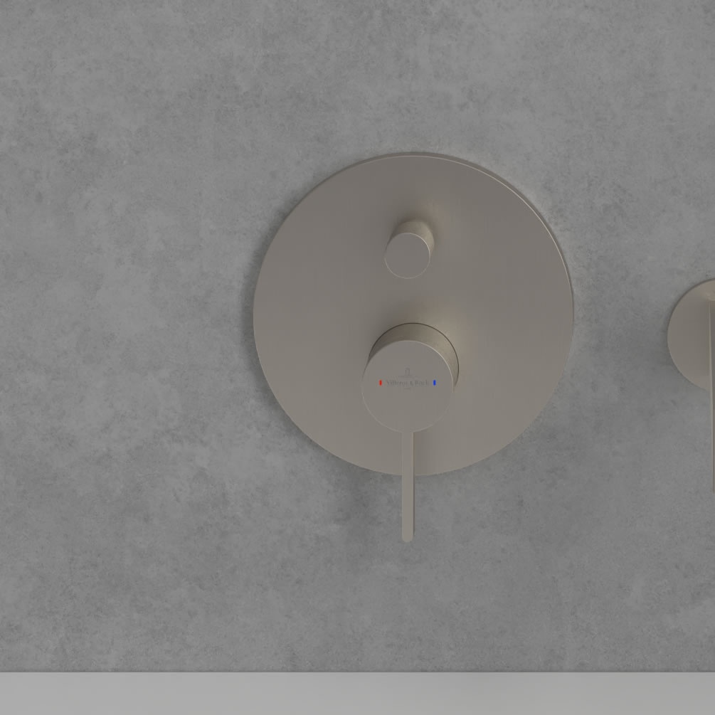 Lifestyle image of Villeroy & Boch Dawn Brushed Nickel Dual Outlet Bath/Shower Valve